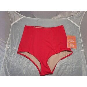 Kortni Jeane Women’s Red High Waisted Swim Bottoms Trunks S New With Tags
